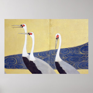 群鶴図屏風(部分), 其一 Cranes(detail), Kiitsu Poster