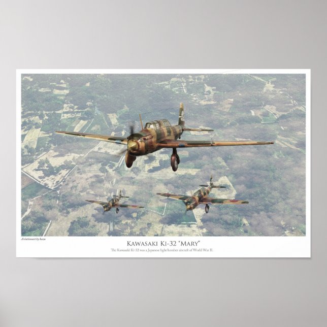 航空芸術ポスター"川崎Ki-32メリー" Poster (Front)