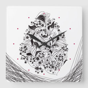 花うさぎ02。〜Flowers with rabbit 02〜 Square Wall Clock