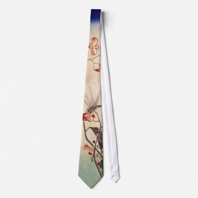 花にトンボ, 広重 Dragonfly and Flower, Hiroshige, Ukiyo-e Tie (Front)