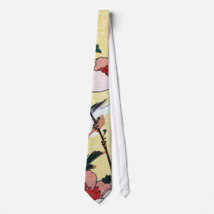 花に鳥, 広重 Bird and Flower, Hiroshige, Ukiyo-e Tie