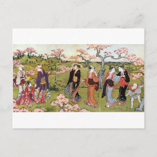 花見, 清長 Flower Viewing, Kiyonaga, Ukiyo-e Postcard