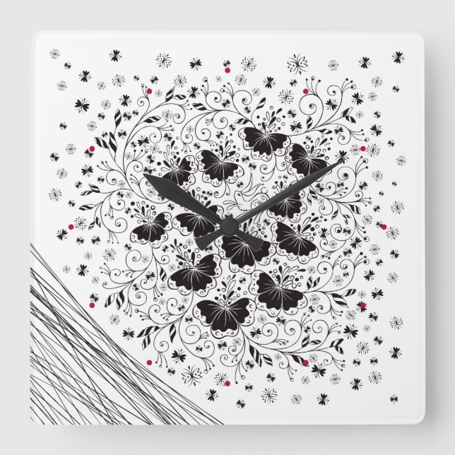 花 う ぎ05 〜 Flowers with rabbit 05 〜 Square Wall Clock (Front)