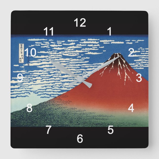 葛 飾 斎, Hokusai Square Wall Clock (Front)