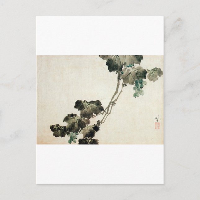 葡萄, 北斎 Grape, Hokusai Postcard (Front)