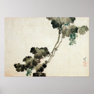 葡萄, 北斎 Grape, Hokusai Poster