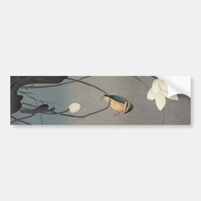 蓮にカワセミ, 古邨 Kingfisher on Lotus, Koson, Ukiyo-e Bumper Sticker (Front)