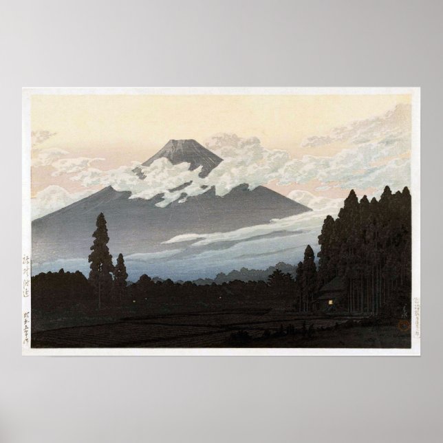 裾野の富士, Mt. Fuji from Susono, Hasui Kawase, Woodcut Poster (Front)