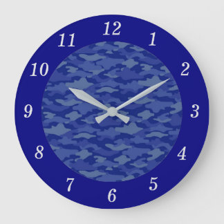 迷彩 ブルー ラウンド壁時計 LARGE CLOCK