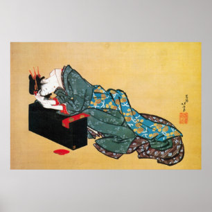 酔った女, 北斎 Drunk Woman, Hokusai Poster