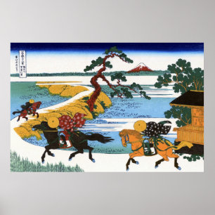 隅田川関屋の里, 北斎 View Mt.Fuji from Sumida river Poster