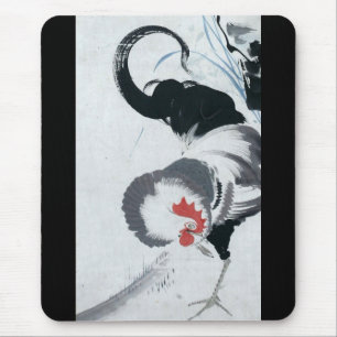 雄鶏図, 若冲 Rooster(detail), Jakuchu Mouse Pad