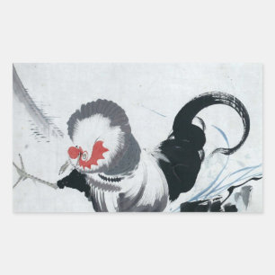 雄鶏図, 若冲 Rooster(detail), Jakuchu Rectangular Sticker