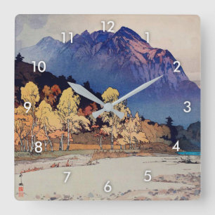 雨後の穂高山, Hodaka-yama after Rain, Yoshida, Woodcut Square Wall Clock