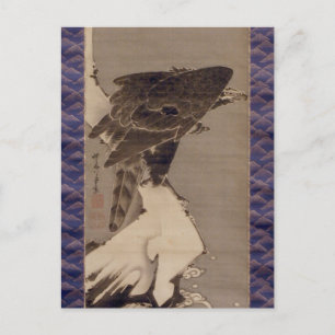 雪の中の鷲, 若冲 Eagle in The Snow, Jakuchu Postcard