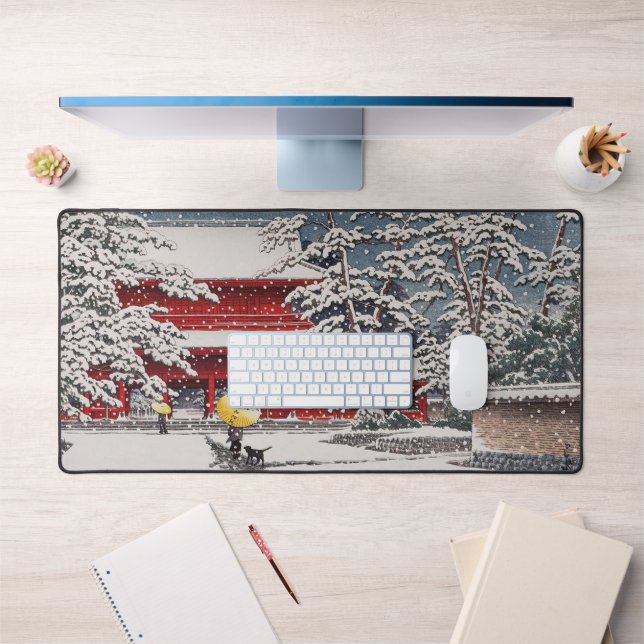 雪の増上寺, Zôjô-ji Temple in the Snow, Hasui Kawase Desk Mat (Office 1)