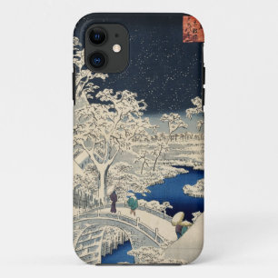 雪の太鼓橋, 広重 Snowy Drum bridge, Hiroshige, Ukiyo-e iPhone 11 Case