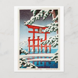 雪の宮島, Miyajima in Snow, Hasui Kawase, Wood Postcard