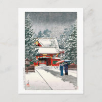 雪の日枝神社, Snow at Hie Shrine, Hasui Kawase, Woodcut