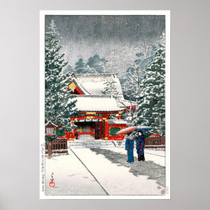 雪の日枝神社, Snow at Hie Shrine, Hasui Kawase, Woodcut Poster