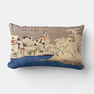 雪の浅草,国芳 Snowy Asakusa, Kuniyoshi, Ukiyo-e Lumbar Cushion