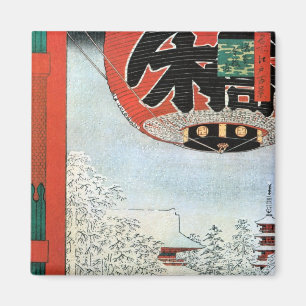 雪の浅草, 広重 Snow in Asakusa, Hiroshige Ukiyoe Magnet