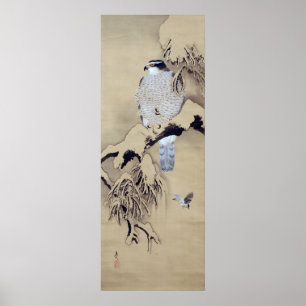 雪中鷹図, 柴田是真 Hawk in the Snow, Shibata Zeshin Poster