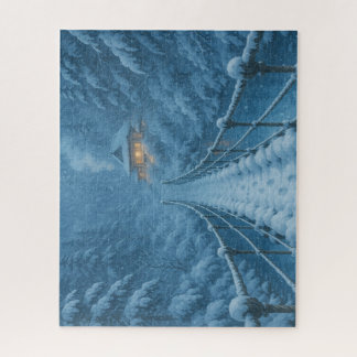 雪見の湯宿と吊り橋 / Winter Onsen and Suspension Bridge Jigsaw Puzzle