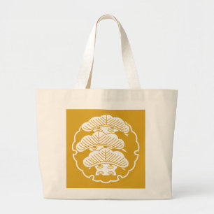 雪輪に出三階松 LARGE TOTE BAG
