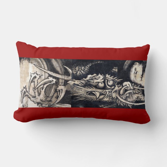 雲龍図, 曾我蕭白 Dragon with Cloud, Sumi-e Lumbar Cushion (Front)