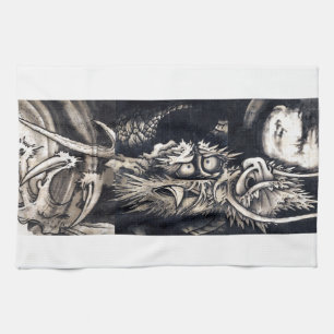 雲龍図, 曾我蕭白 Dragon with Cloud, Sumi-e Tea Towel