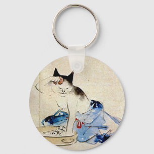 顔を洗う猫, 広重 Cat Face Wash, Hiroshige Key Ring