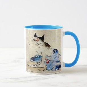 顔を洗う猫, 広重 Cat Face Wash, Hiroshige Mug