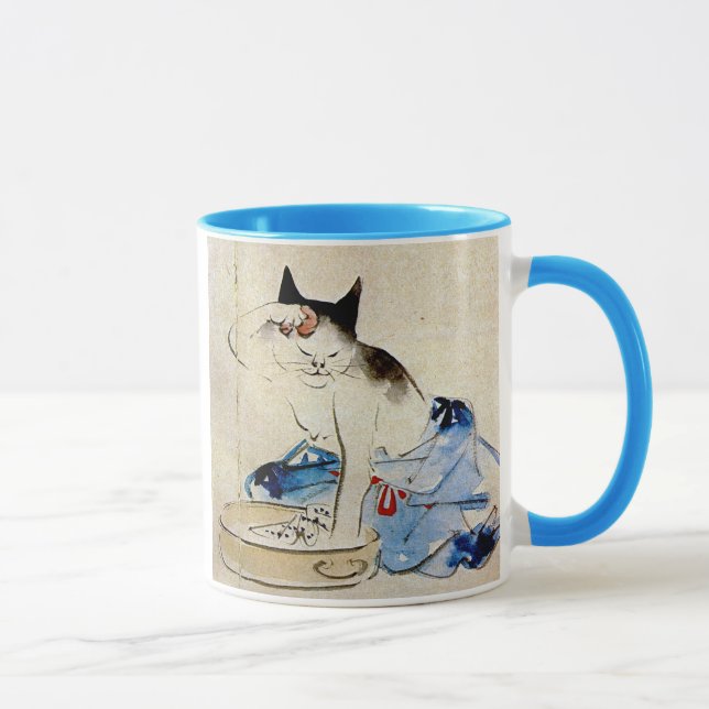 顔を洗う猫, 広重 Cat Face Wash, Hiroshige Mug (Right)
