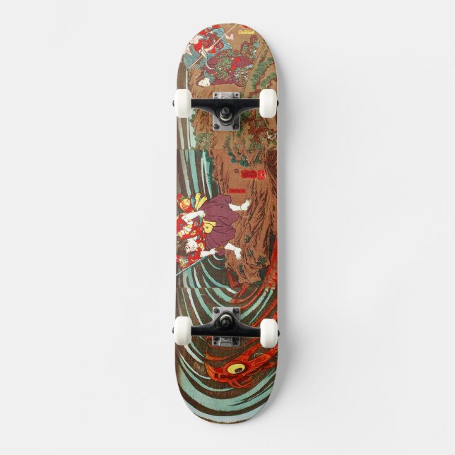 鬼若丸の鯉退治,国芳 Monster Carp, Kuniyoshi, Ukiyo-e Skateboard (Front)