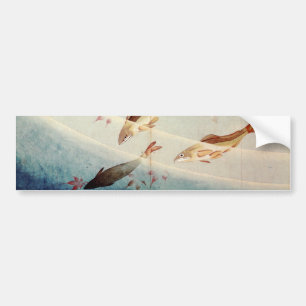 鮎, 北斎 Sweetfish, Hokusai, Art Bumper Sticker