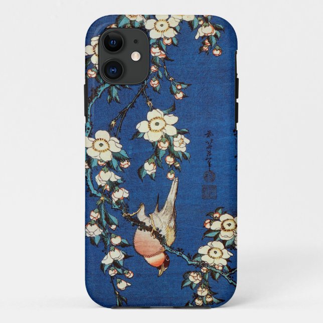鳥と枝垂桜, 北斎 Bird and Weeping Cherry Tree, Hokusai Case-Mate iPhone Case (Back)
