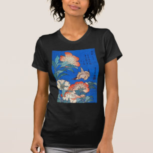 鳥と芍薬, 北斎 Bird and Peony, Hokusai, Ukiyoe T-Shirt