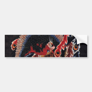 鳳凰図, 北斎 Chinese Phoenix, Hokusai, Art Bumper Sticker