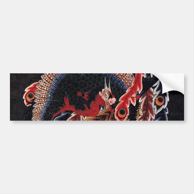 鳳凰図, 北斎 Chinese Phoenix, Hokusai, Art Bumper Sticker (Front)