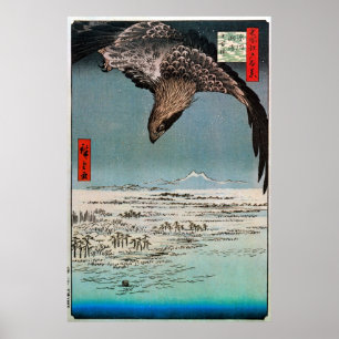 鷲と雪景色, 広重 Eagle and Snow Scene, Hiroshige Poster