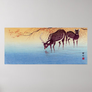 鹿, 小原古邨 Deer, Ohara Koson, Ukiyo-e Poster