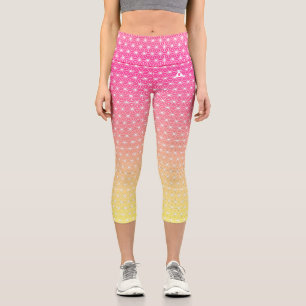 麻の葉 ASANOHA Japanese traditional KIMONO pattern Capri Leggings