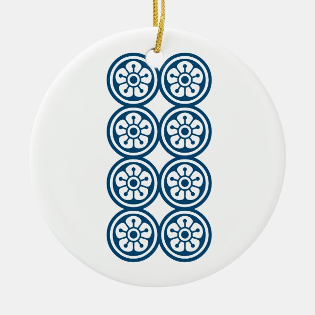 麻雀牌 8筒 / EIGHT OF CIRCLES -MAHJONG TILE- CERAMIC ORNAMENT (Front)
