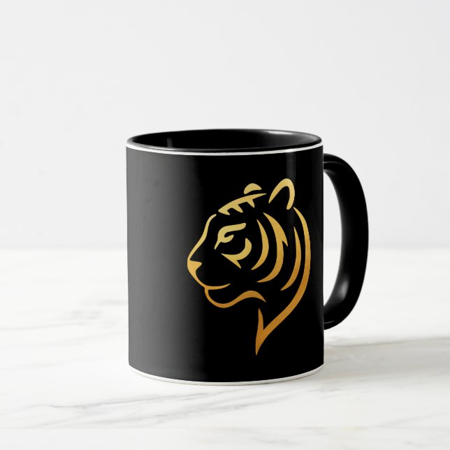 黄金の虎 Gold Tiger – Japanese Minimalist Mug (Front Right)