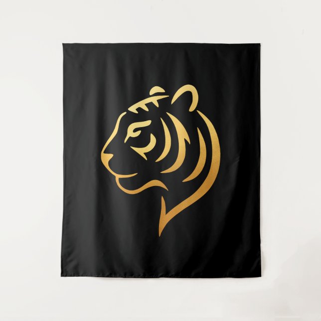 黄金の虎 Gold Tiger – Japanese Minimalist Tapestry (Front)