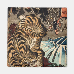 龍虎, 国芳 Tiger & Dragon, Kuniyoshi, Ukiyo-e Magnet