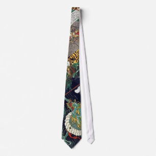 龍虎, 豊国 Dragon & Tiger, Toyokuni, Ukiyo-e Tie