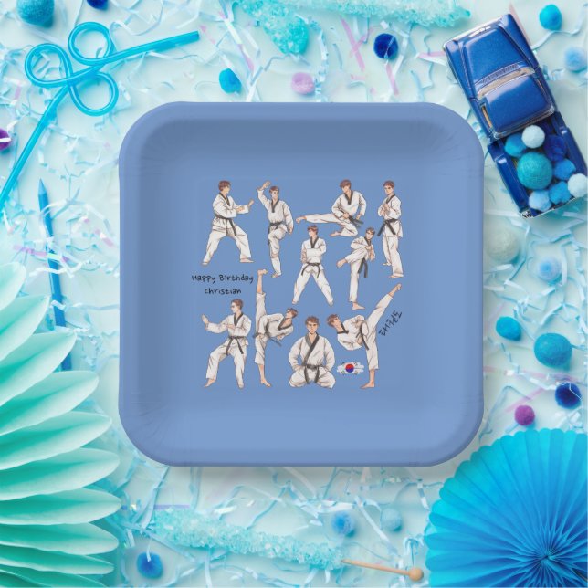 태권도 Taekwondo Korean Martial Art Personalised  Paper Plate (Party)