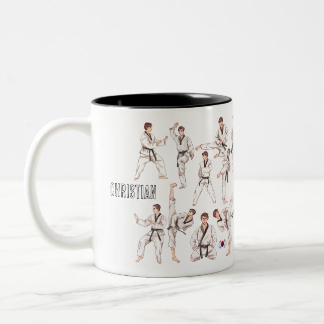 태권도 Taekwondo Martial Art 5 Tenets Personalised Two-Tone Coffee Mug (Left)
